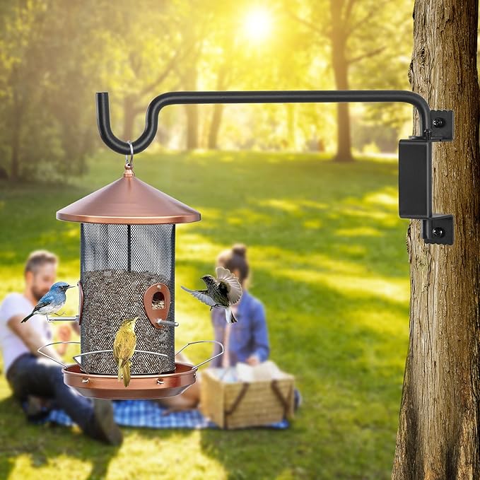 15" 360° Swivel Plant Hanger - Heavy Duty Solid Steel Wall Hook, 12-Directional Adjustable for Bird Feeders, Outdoor/Indoor Plants, Garden & Patio (2-Pack)