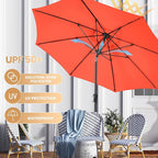 Ayge 9FT Large Outdoor Patio Umbrella Market Table Umbrella-UV Resistant, Easy Push Button Tilt and Crank, 8 Sturdy Fiberglass Ribs Heavy-Duty Pool Umbrella for Deck, Backyard,Garden,Orange