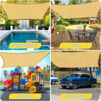 HappyTrends Sun Shade Sail,Heavy Duty UV Protection Beach Shade Canopy Wind sail,Tear and Rust Resistant Patio sail Shade for Yard Deck Lawn Garden Rectangle Sunshade(12'x 16',Sand)