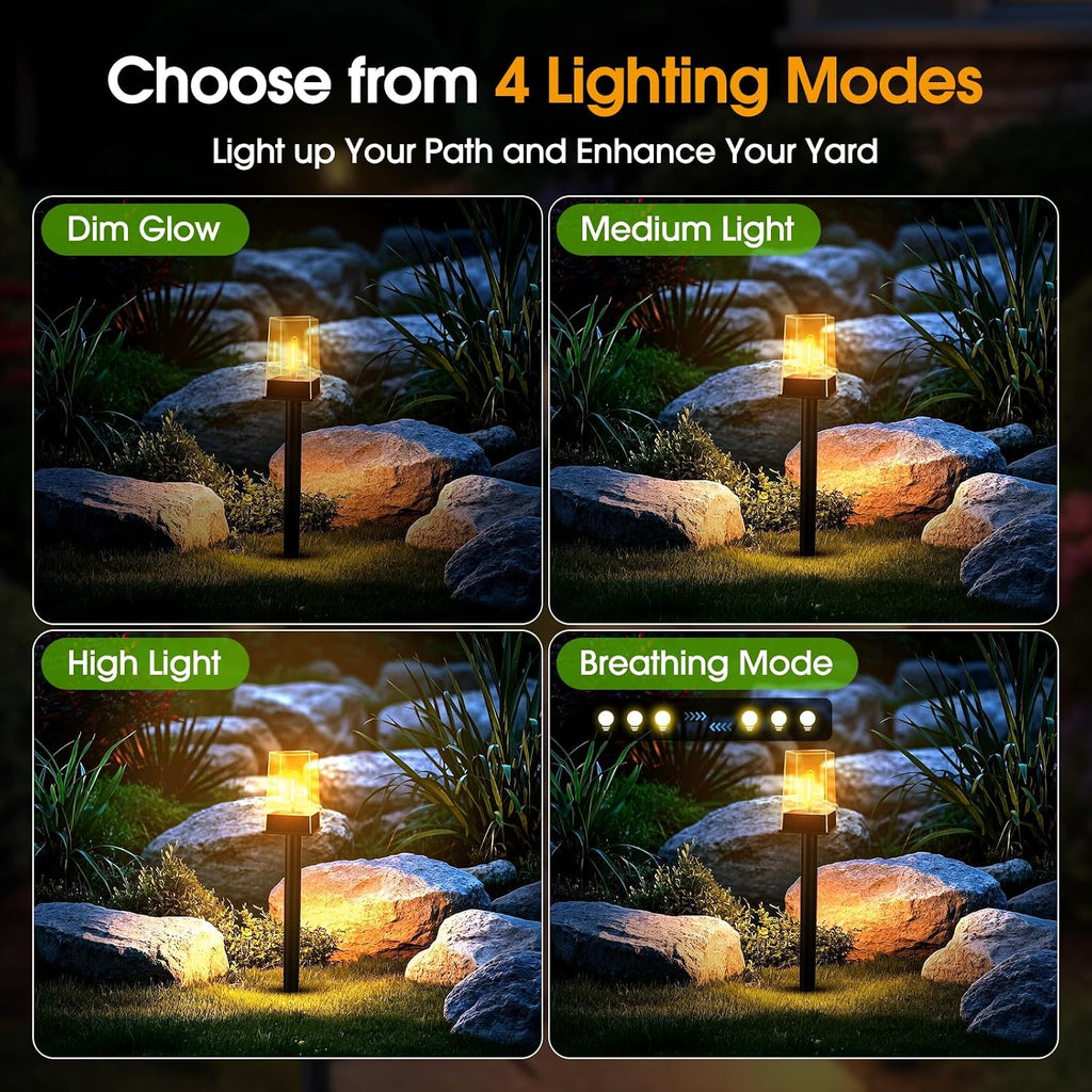 Solar Pathway Lights Outdoor 10 Pack, Solar Garden Lights Warm White 4 Lighting Modes, Solar Path Lights Auto On/Off, Landscape Lighting for Yard Walkway Driveway Patio Lawn Decor