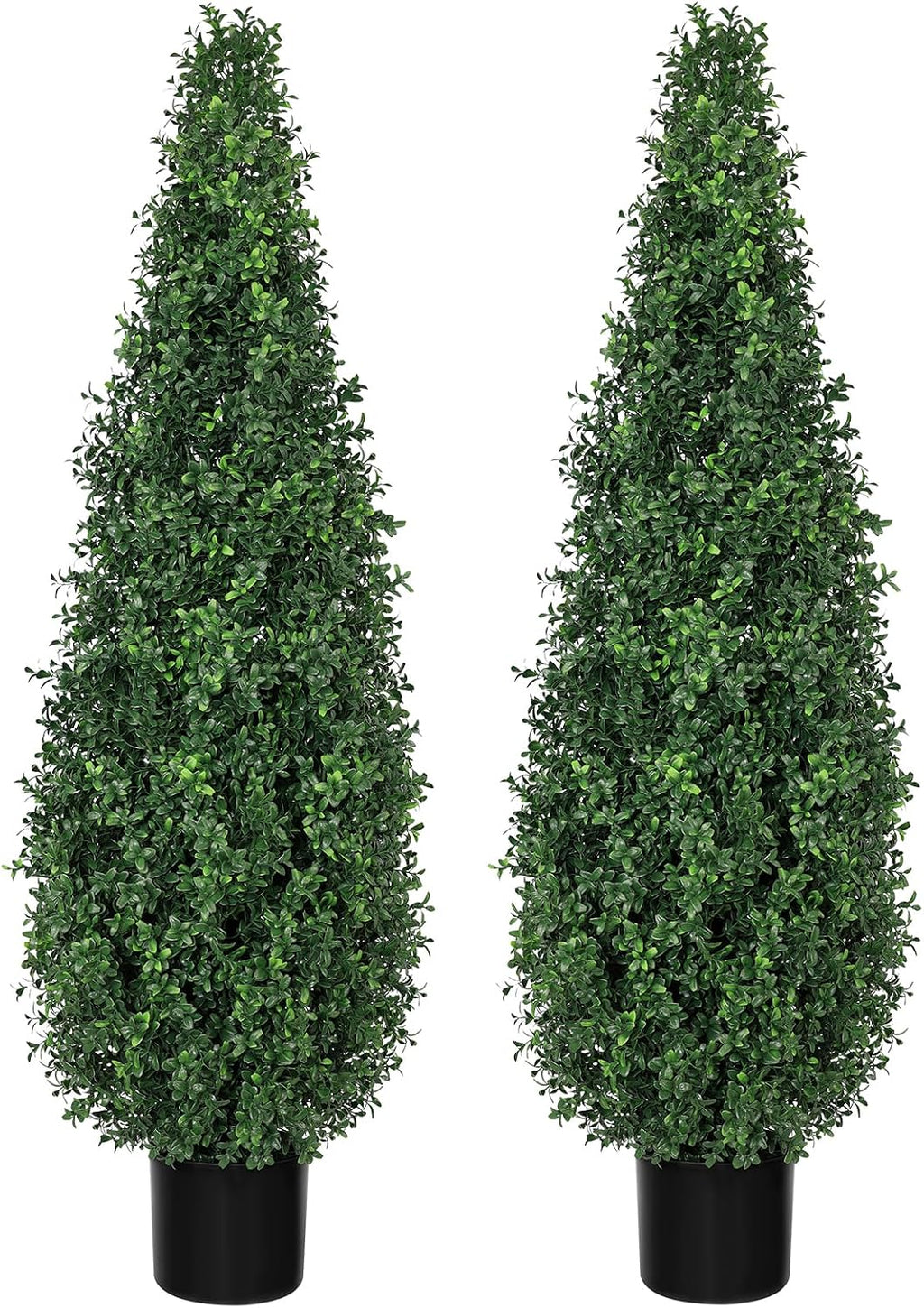 artificial boxwood topiary trees with black pots, 48", main product view