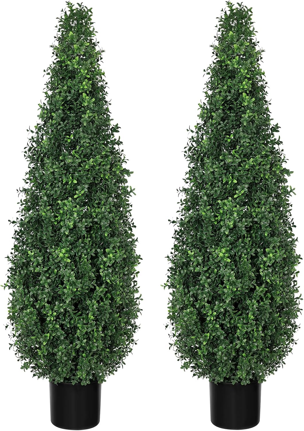 artificial boxwood topiary trees with black pots, 48", main product view