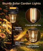 XMCOSY+ Solar Pathway Lights, 6 Pack Waterproof IP65 Solar Lights Outdoor | 40LM Glass Metal Landscape Lighting for Garden, Yard, Driveway, Walkway (Warm/Cool White)