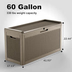 ROJIK Outdoor Storage Housing Deck Box,Waterproof Patio Furniture, Garden Tools, Cushions, Pool Accessories Storage Bench with Lockable Lid and Side Handles (Grey,60 Gallon)