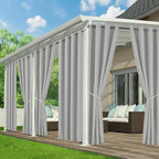 Outdoor Curtains for Patio Waterproof - 6 Panels Privacy Weatherproof Outside Curtains with Grommets for Pergola, Gazebo, Porch, Cabana, Balcony, 54 x 84 Inch, Silver