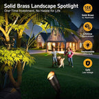 Gardenreet Brass Landscape Lighting - Outdoor Low Voltage Spotlights LED, 12V Wired Uplights, Waterproof Spot Lights Antique Bronze for Outside Trees Without MR16 Bulb (4 Pack)