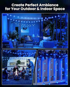 Solar String Lights Outdoor Waterproof, 2 Pack 60 LED 36.5 FT Each, 8 Lighting Modes Solar Powered Patio Lights for Garden Yard Porch Wedding Party Decor (Blue)
