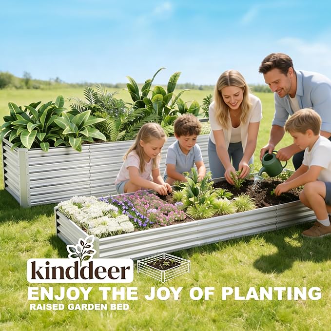 8x4x2ft Raised Garden Beds Kit, Galvanized Planter Garden Boxes Outdoor, Metal Raised Garden Beds for Vegetables,Fruits,Herb,Flower,Silver
