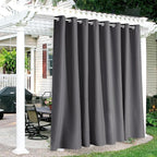 RYB HOME Extra Wide Outdoor Curtains for Patio Waterproof Heavy Duty Thermal Insulated in Summer Full Coverage Privacy for Porch, Cabana & Pool, W120" x L84", Grey, 1 Panel