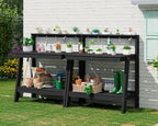 serwall 3-tier outdoor potting bench with storage,gardening table,black,2pc, main product view