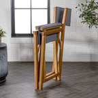 JONATHAN Y Cukor Acacia Wood Folding Director Chair Set of 2, Gray | Outdoor, Weight Capacity 260 Lbs, Teak Brown Finish, Weather-Resistant Textile, For Patio, Deck And Balcony