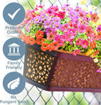 4 Pack 24" Railing Planter Window Box Deck Balcony Rail Planter Black Metal Flower Basket Horse Trough Planter with Coco Fiber Liner for Porch Fence Patio Outdoor
