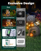 Vuees Solar Garden Statues Outdoor Decor, 6 LED Cat Flowers Butterfly Figurine Lights, Waterproof for Balcony Patio Porch Lawn Yard Ornament Art - Gift Ideas for Housewarming Gardening Grandma Women