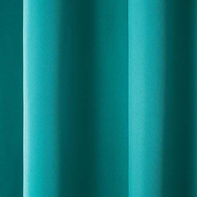 TOWN & COUNTRY BASICS Cabana Solid Heavyweight Indoor Outdoor Curtains, Light Filtering Opacity with Grommet Top, Water Repellent, 2-Pack Set, 54"x84", Teal