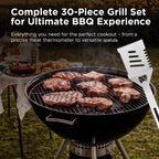 Kaluns Grilling Accessories, Dad Gifts for Christmas, Heavy Duty Stainless Steel Grill Set BBQ Grill Accessories for Outdoor Grill with Meat Thermometer, Case and Apron