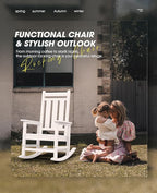 KINGYES Oversized Outdoor Rocking Chair, All-Weather Patio Rocking Chairs for Porch, HDPE Outdoor Patio Rockers with High Back & Wide Seat for Garden, Lawn, White