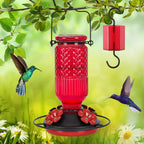 feed garden glass hummingbird feeder for outdoors, leak-resistant, front angle view