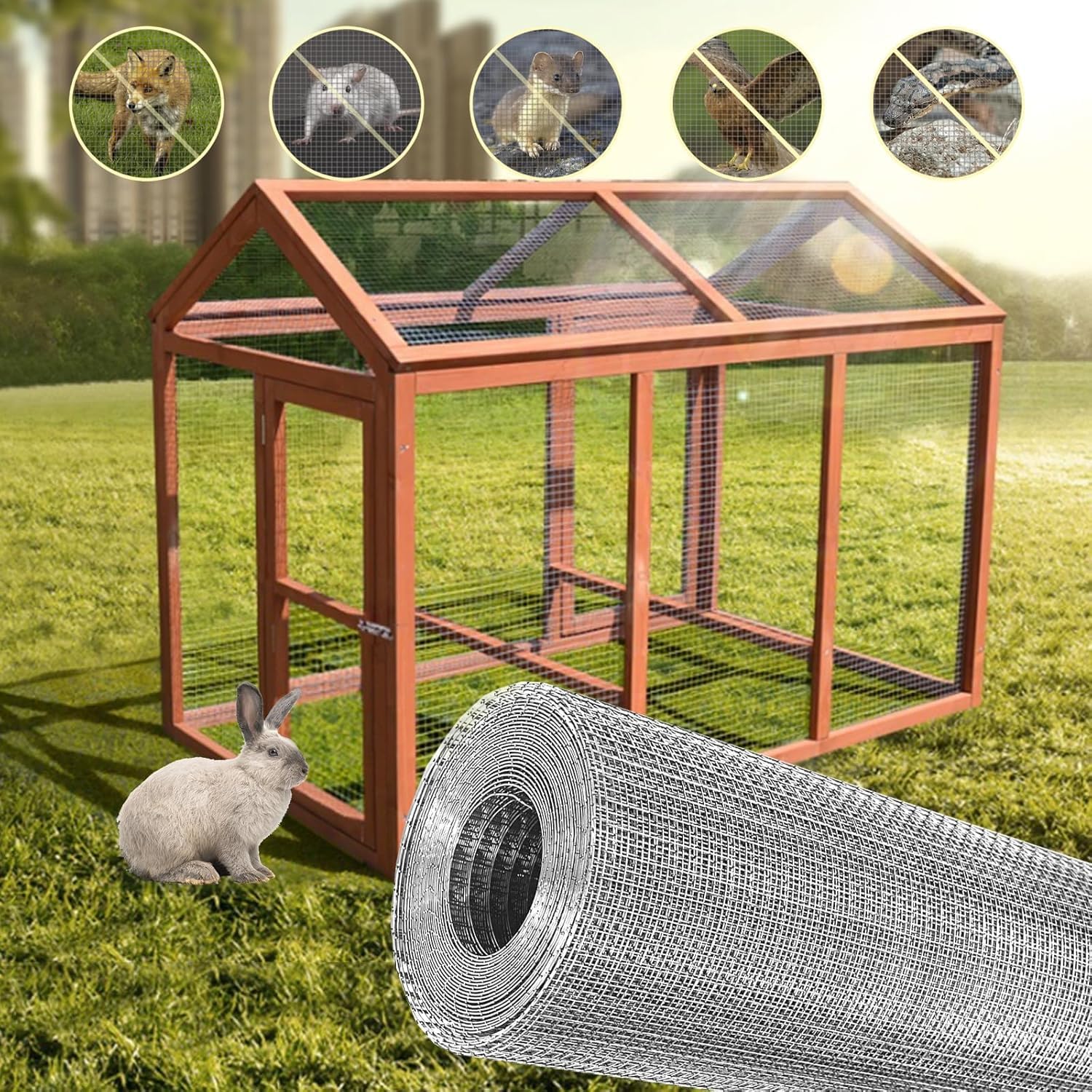 Hardware Cloth 1/4 inch 12" x 10 ft, Galvanized 23 Gauge Wire Mesh | Welded Wire Fence Roll For Chicken Coop Wire, Rabbit Cage Wire, Poultry and Animal Cage Netting Screen
