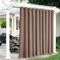 RYB HOME Outdoor Curtains for Patio - Extra Wide Blackout Waterproof Indoor Outdoor Solar Curtains for Balcony Yard Screen Porch Window, 150 inch Width x 95 inch Length, 1 Panel, Mocha