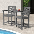Tall Adirondack Chairs Set of 2, Outdoor 24'' Counter Height Bar Stools with Back and Arms, All-Weather HDPE Patio Tall Chairs for Balcony, Backyard, Garden, Deck (Grey)