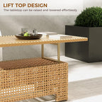 Grand patio 14-Piece Wicker Patio Furniture Set with Lift Top Coffee Storage Table, Outdoor Conversation Set Sectional Sofa with Water Resistant Thick Cushions, Cream