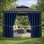 Water Proof Outside Curtains with Grommet Top for Porch, W84 x L95 Thermal Insulated Washable Light Block Outdoor Divider Drapes for Patio Gazebo Deck Pool Area Pergola Cabana (Navy)