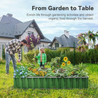 KING BIRD Raised Garden Bed 101" x 36" x 12" 4 Installation Methods for DIY Galvanized Steel Metal Planter Kit Box with 2 Pairs of Gloves (Green)