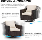 Joyside Wicker Patio Furniture Sets, 6 Pieces Upgraded Large Size Outdoor Furniture with Swivel Rocking Patio Chairs, Outdoor Ottoman, 3-Seat Sofa and Side Table, Thick Cushions, Wide Armrest