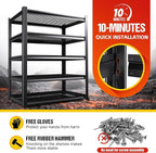 78" H Garage Shelving Heavy Duty Storage Shelves, Adjustable Metal Shelving Unit, Utility Garage Organizer Shelf for Basement, Pantry, Kitchen, Warehouse, Supermarket, 45.6" Wx19.7 Dx78 H