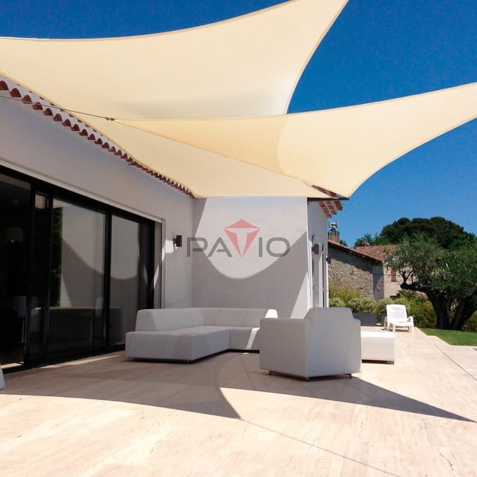 Patio Paradise 12' x12'x 12' Beige Sun Shade Sail Triangle Canopy - Permeable UV Block Fabric Durable Outdoor - Customized Available