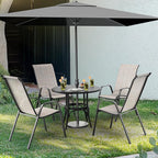VINGLI Patio Chairs Set of 6 – Stackable Outdoor Dining Chairs with Comfortable Sling High Back Chairs and Armrests for Lawn, Poolside, Courtyard, Balcony, Garden, Yellow