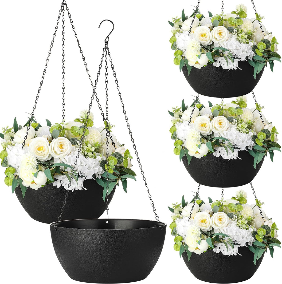 maxcheck 4 pack 13 inch large hanging planters, main product view