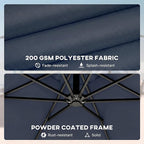 Outsunny 10 ft Offset Patio Umbrella with Cover, Round Hanging Cantilever Umbrella with 6-Position 360° Rotation, Crank Handle, Tilt, Cross Base, Heavy Duty Outdoor Umbrella for Garden