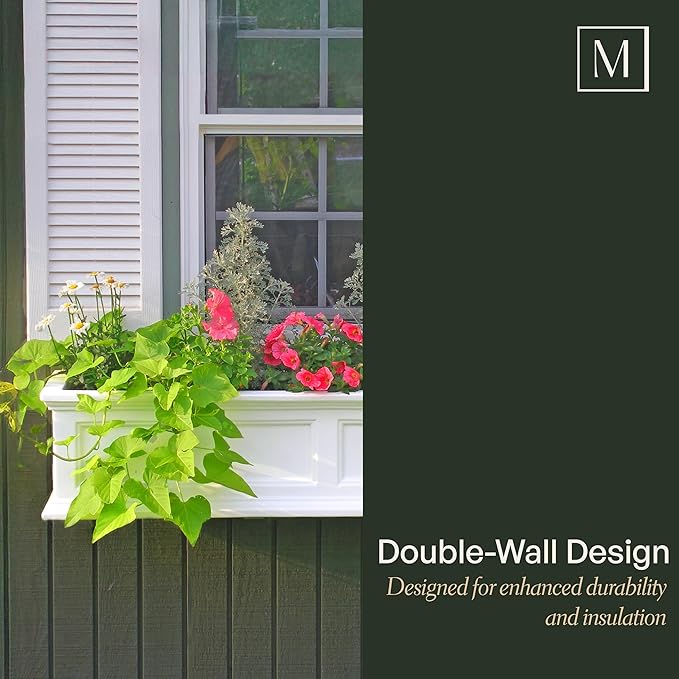 Mayne Fairfield 5-Foot Window Box – Self-Watering, Weather-Resistant Planter for Flowers – Durable Design for Outdoor Use, Perfect for Windows