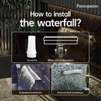 Pamopamo Pond Waterfall Spillway Pool Fountain Water Feature, Black Stainless Steel Outdoor Fountains, Swimming Pool Water Flow Waterfalls Kit for Garden Patio Ponds-11.8"x7.8"x3.9"(NO Light)