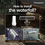 Pamopamo Pond Waterfall Spillway Pool Fountain Water Feature, Black Stainless Steel Outdoor Fountains, Swimming Pool Water Flow Waterfalls Kit for Garden Patio Ponds-11.8"x7.8"x3.9"(NO Light)