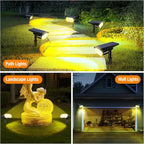 2 Pack Solar Spot Lights Outdoor 1000 Lumens, 64 LEDs IP67 Waterproof Landscape Lighting with 4 Modes - 2-in-1 Solar Spotlight & Pathway Light for Garden, Yard, Patio Decor, Warm White