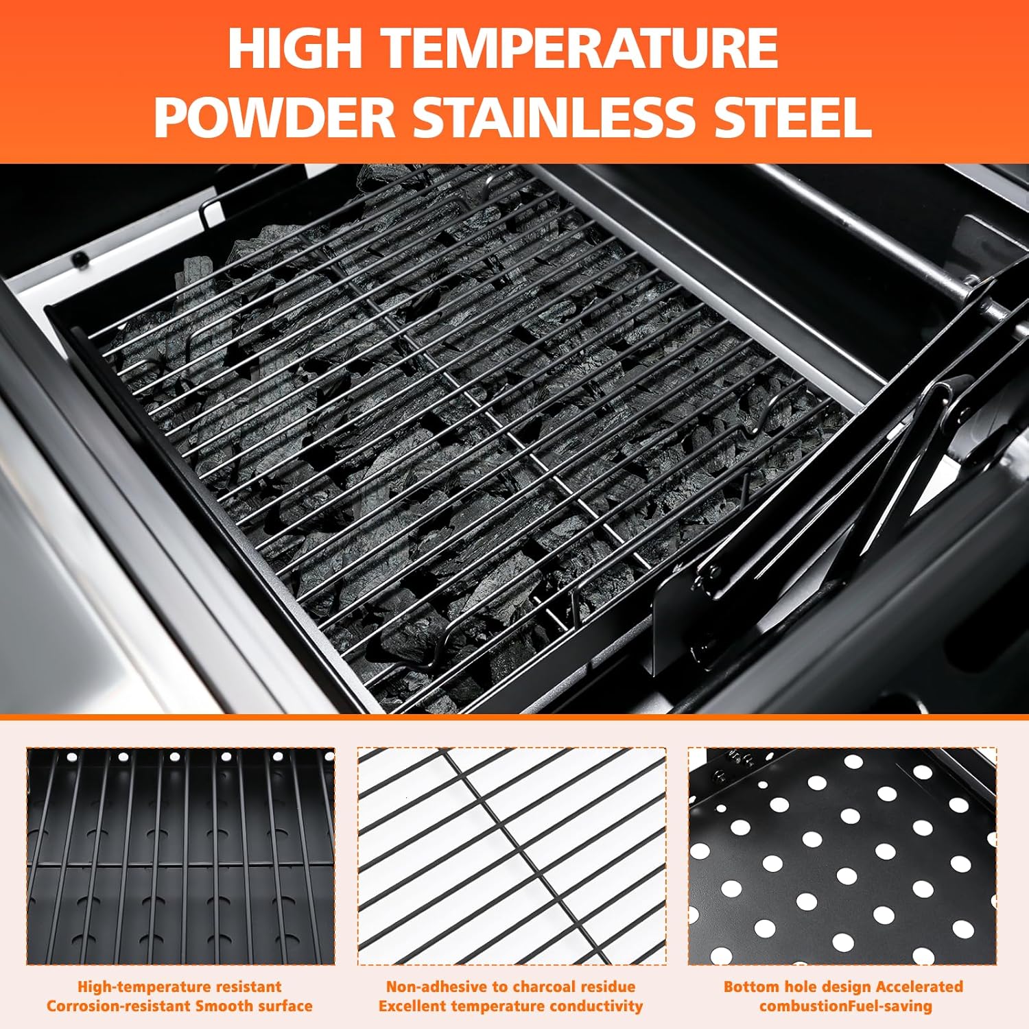 Uniflasy Stretchable Charcoal Tray for Expert Grill 24, Pit Boss, 15"-28" | Fits Pit Boss Memphis I, Char-Griller PS9900/2190/6500/6800/8500 and Smoke Hollow 47183T-21; supports varied grill widths