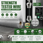 Hardware Cloth 1/2 inch Chicken Wire Fencing 48 x 100 Ft 19-Gauge | Hot-dip Galvanized After Welding Chicken Wire Mesh Roll Rat Wire Gopher Mesh Garden Fencing