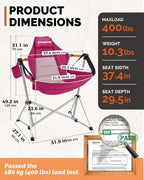 KingCamp Hammock Camping Chair, Swinging Portable Folding Camp Chairs for Adults Max 400lbs Heavy Duty Foldable Oversized Rocker with Aluminum Alloy Frame Cup Holder for Outdoor Beach Patio Sport