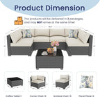 Outdoor Patio Furniture Set with 43'' Fire Pit Table, 8 Pcs Outdoor Patio Furniture Conversation Sets with 4in Thicken Cushion, Wicker Outdoor Sectional for Backyard, Garden, Balcony,Deck,Coffee/Beige