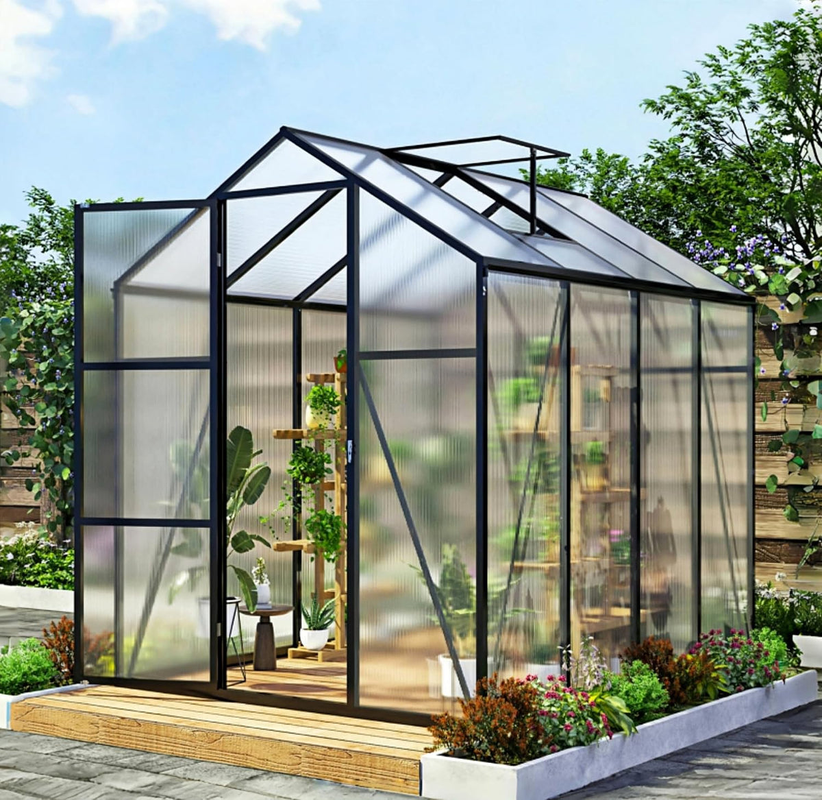 6*8.2ft greenhouse for outdoors,polycarbonate greenhouse with stronger wind, main product view