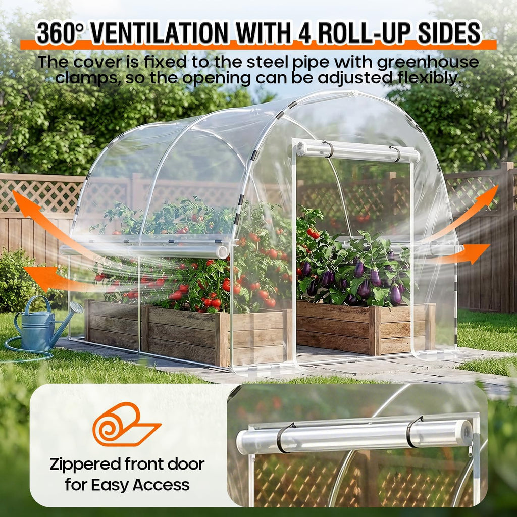 walk-in tunnel greenhouse for outdoors 9.9 x 7.9 showing dimensions