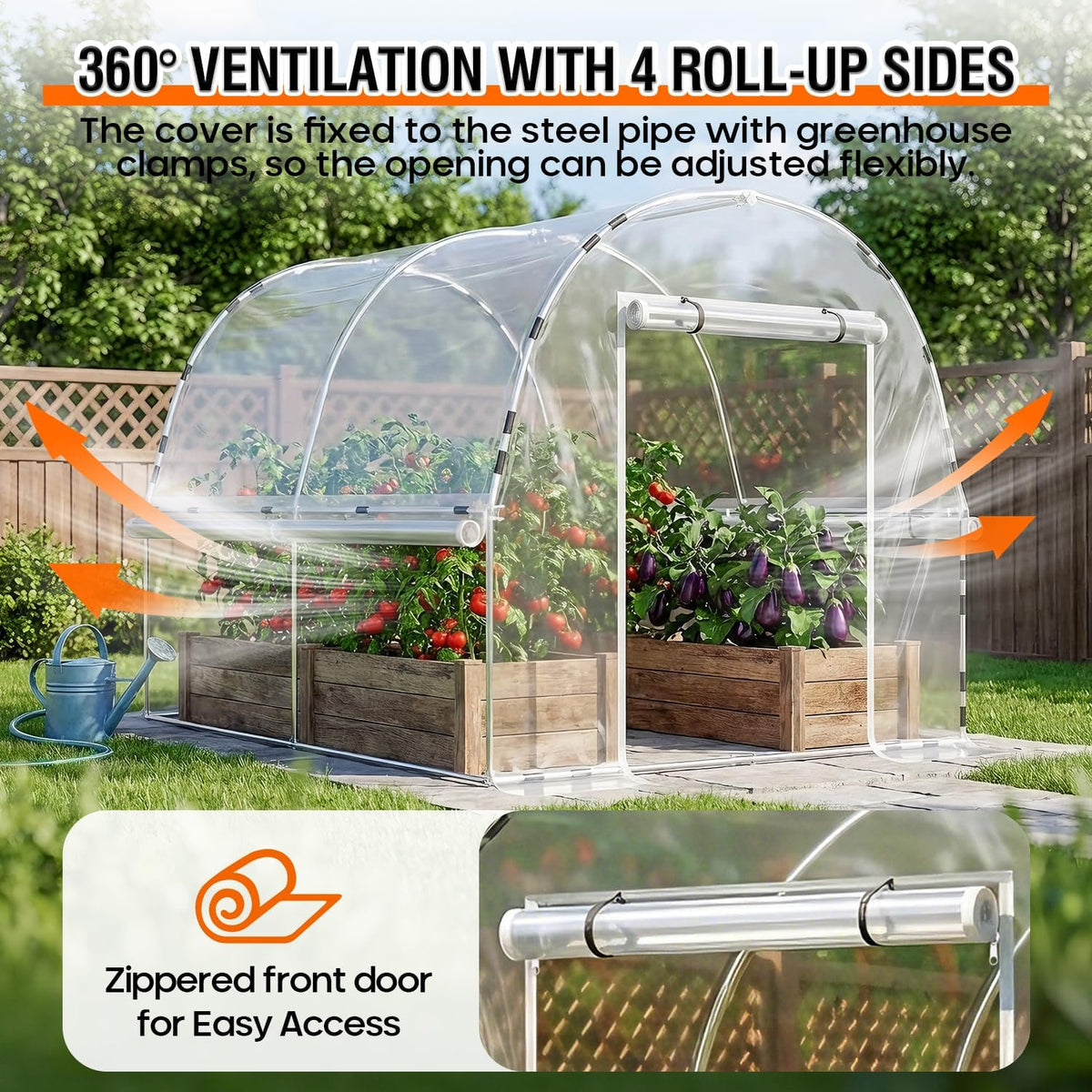 walk-in tunnel greenhouse for outdoors 9.9 x 7.9 showing dimensions