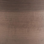 PSW Pot Collection FM35TP 14-inch Plastic/Stone/Wood Composite Large Ribbed Planter – No Drainage Hole (Drillable), Indoor/Outer Garden Pot for Foliage, Trees, Flowers, Ferns, Taupe