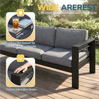 Solaste Aluminum Patio Furniture Set for All Weather, Oversized Metal Outdoor Furniture Set with 27.5" Deep Seating and 3.2" WIde Armrest, Outdoor Patio Conversation Sets with 10’’ Back Suport Cushion