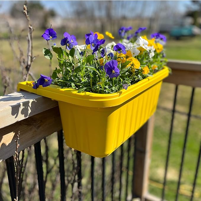 Apollo Exports International 20" Adjustable Railing Planter, Yellow