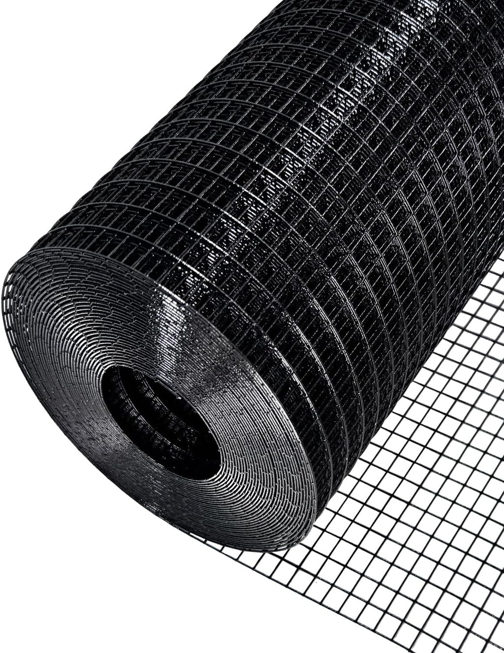Black PVC Coated Welded Wire Mesh Roll 1/2inch 16"x50' 19 Gauge | Black Hardware Cloth, Heavy Duty Metal Mesh with Square Grid, Fencing Roll for Chicken Coop Barrier, Rabbit Cage, Snake Fence