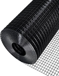 Black PVC Coated Welded Wire Mesh Roll 1/2inch 16"x50' 19 Gauge | Black Hardware Cloth, Heavy Duty Metal Mesh with Square Grid, Fencing Roll for Chicken Coop Barrier, Rabbit Cage, Snake Fence