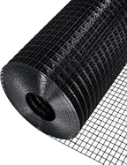 Black PVC Coated Welded Wire Mesh Roll 1/2inch 16"x50' 19 Gauge | Black Hardware Cloth, Heavy Duty Metal Mesh with Square Grid, Fencing Roll for Chicken Coop Barrier, Rabbit Cage, Snake Fence